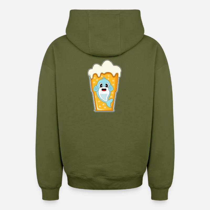 Bière Delfin - Sweat à capuche unisexe zippé oversize épais SPREAD - kaki