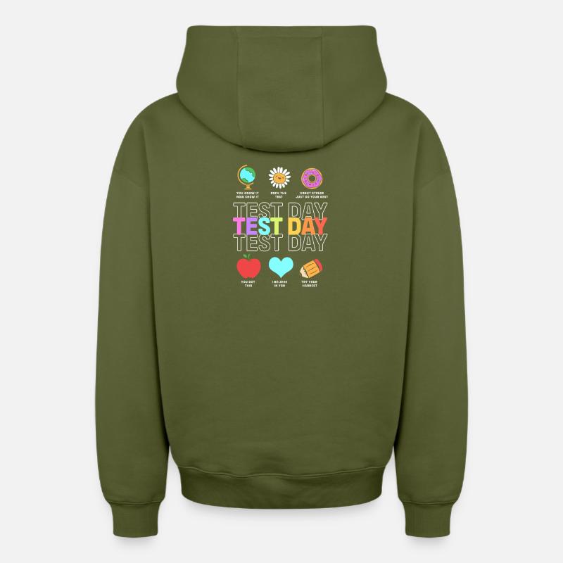 Examen d’enseignant - Sweat à capuche unisexe zippé oversize épais SPREAD - kaki
