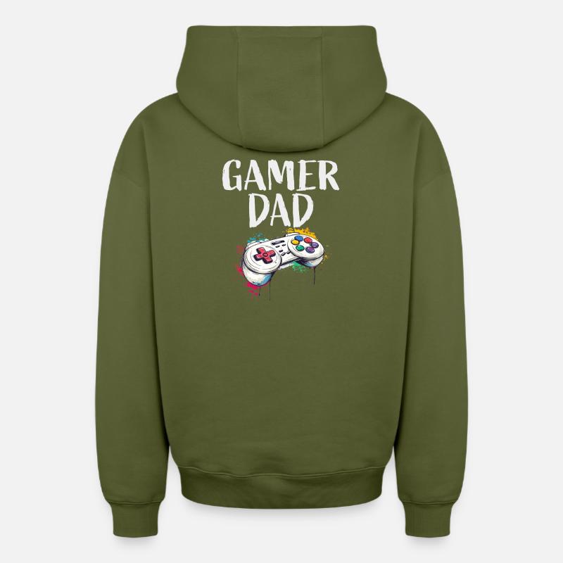 Gamer Dad Controller Kunst - Oversized Heavyweight Unisex Zip Hoodie - Khaki