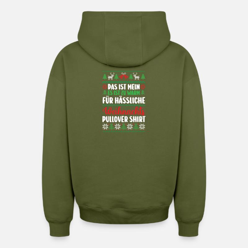 Noël du Père Noël - Sweat à capuche unisexe zippé oversize épais SPREAD - kaki