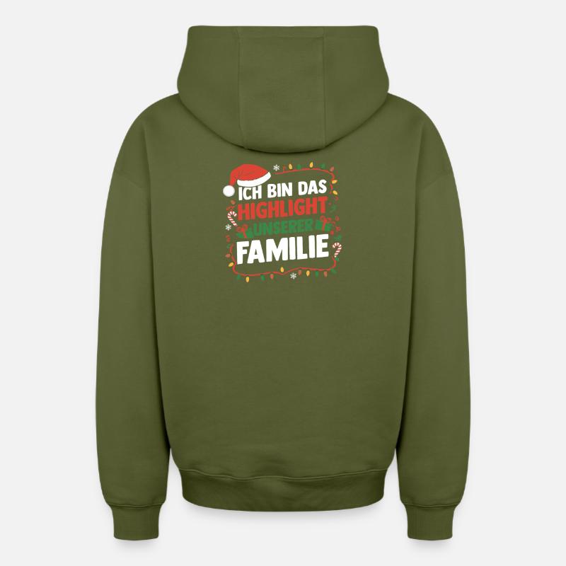 Noël du Père Noël - Sweat à capuche unisexe zippé oversize épais SPREAD - kaki