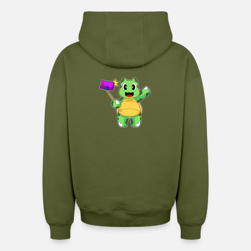 Smartphone Tortue - Sweat à capuche unisexe zippé oversize épais SPREAD - kaki