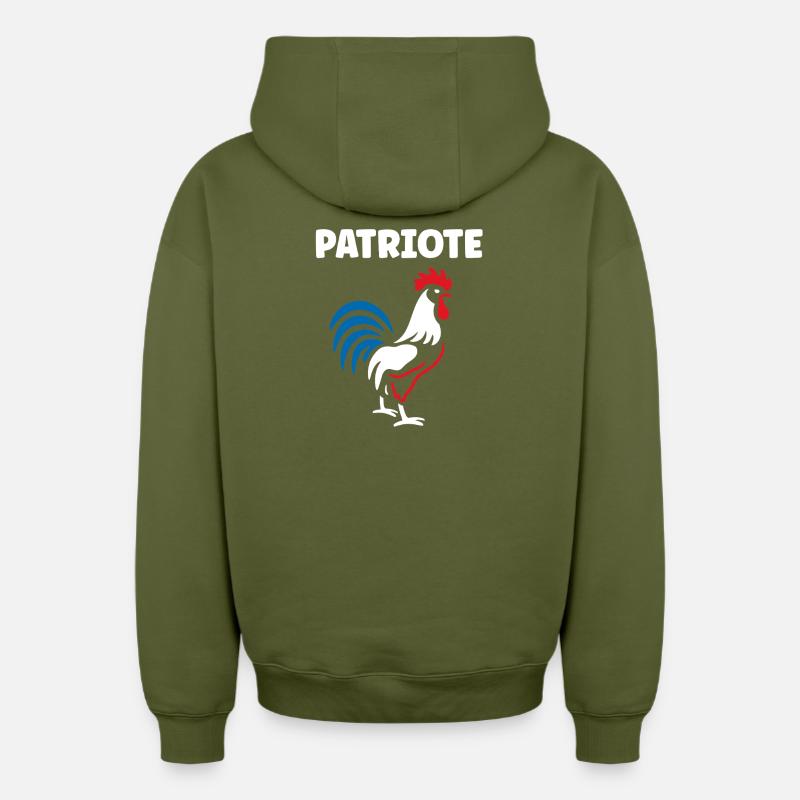 Coq français - Sweat à capuche unisexe zippé oversize épais SPREAD - kaki