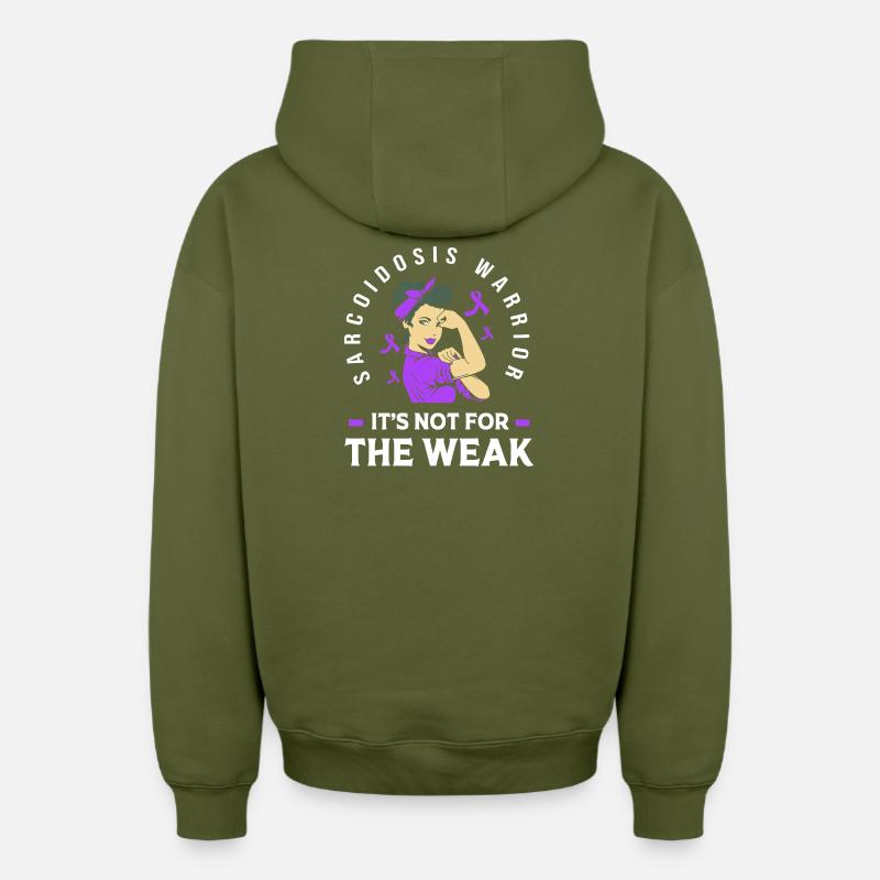 Sarcoïdose - Sweat à capuche unisexe zippé oversize épais SPREAD - kaki