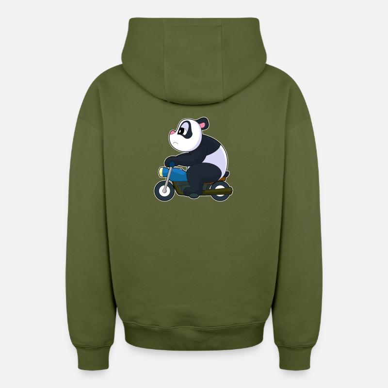 Moto Panda - Sweat à capuche unisexe zippé oversize épais SPREAD - kaki