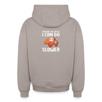 Faul Prokrastination Faulenzer Faulheit - Oversized Heavyweight Unisex Zip Hoodie - Taupe - Hinten - AI Model Male 178 light (178cm)