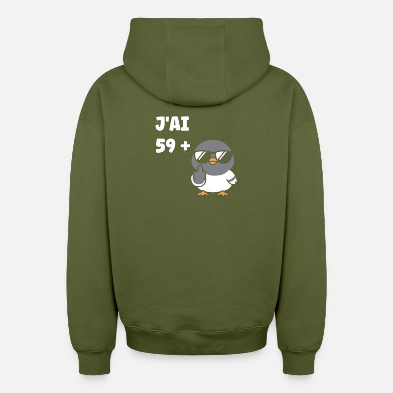 60 ans - Sweat à capuche unisexe zippé oversize épais SPREAD - kaki