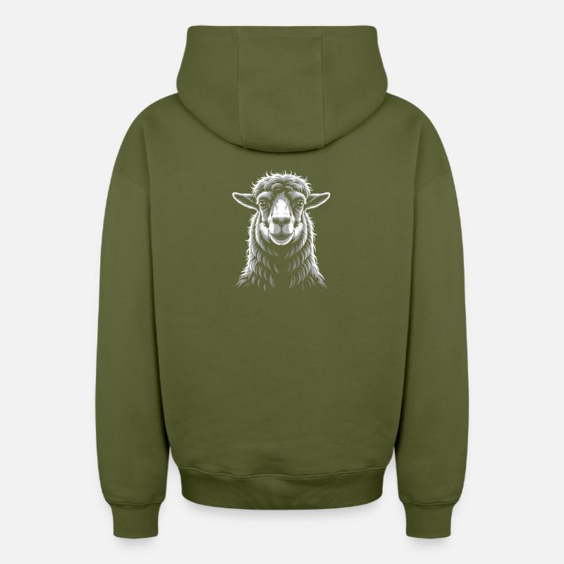 Lama - Oversized Heavyweight Unisex Zip Hoodie - Khaki