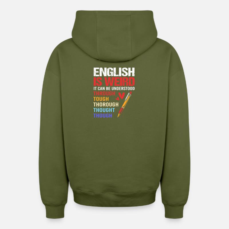 grammaire - Sweat à capuche unisexe zippé oversize épais SPREAD - kaki