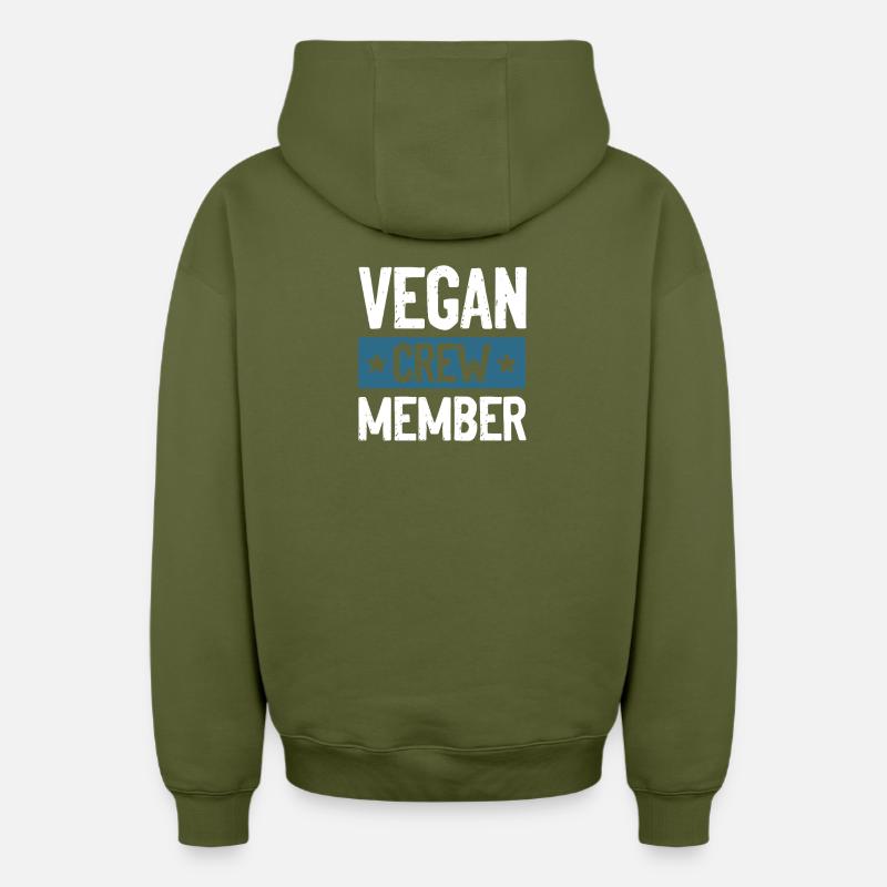 Vegan Crew - Sweat à capuche unisexe zippé oversize épais SPREAD - kaki