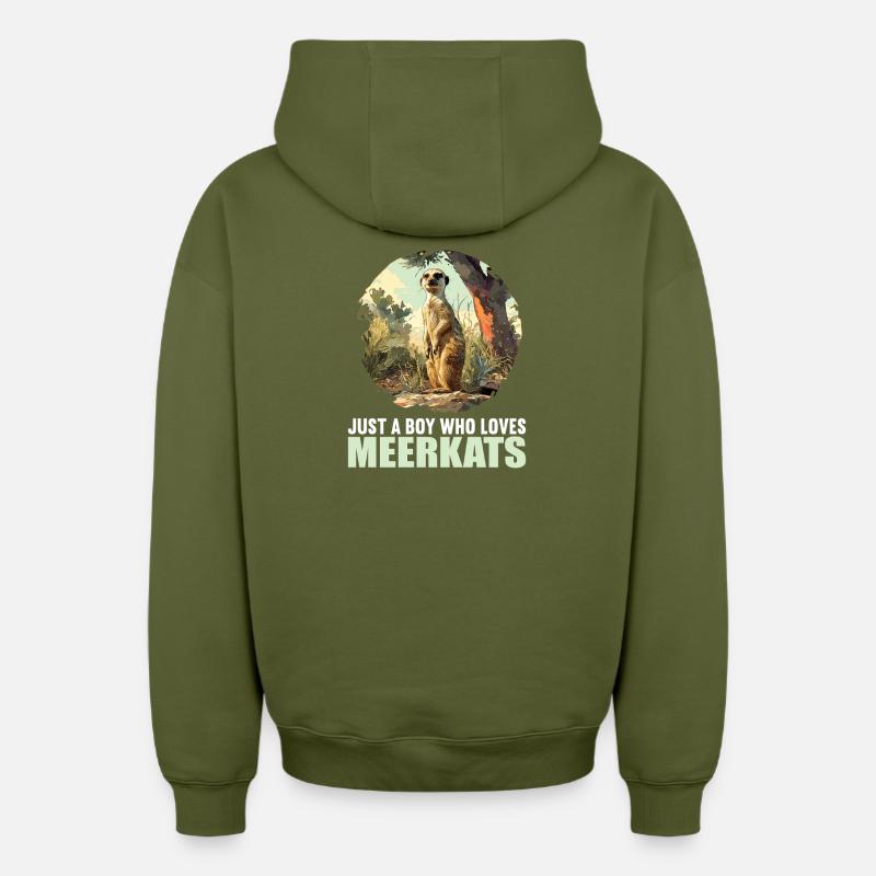 Suricate Erdmännchen - Sweat à capuche unisexe zippé oversize épais SPREAD - kaki