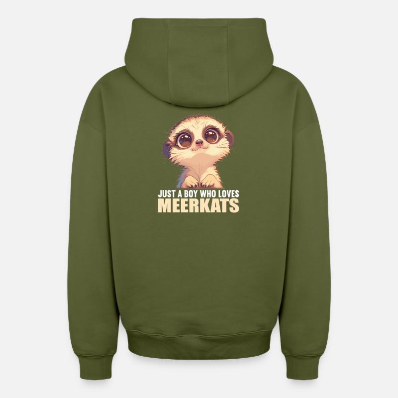 Suricate Erdmännchen - Sweat à capuche unisexe zippé oversize épais SPREAD - kaki