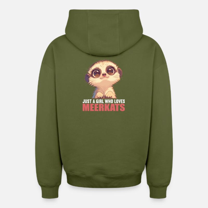 Suricate Erdmännchen - Sweat à capuche unisexe zippé oversize épais SPREAD - kaki