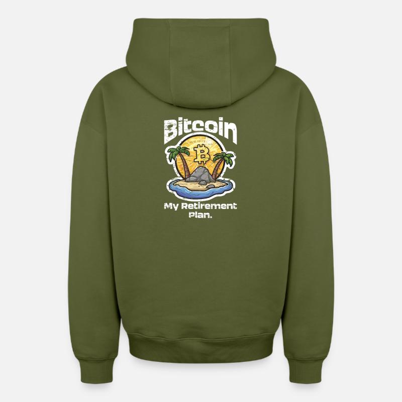 Planifier Bitcoin - Sweat à capuche unisexe zippé oversize épais SPREAD - kaki