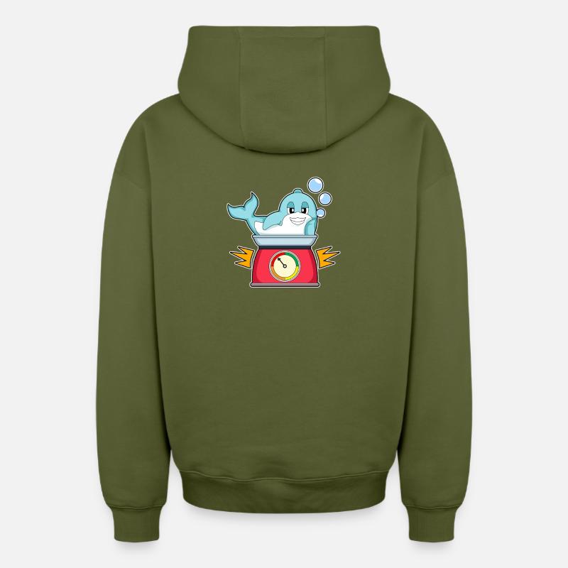 Échelle de cuisine Delfin - Sweat à capuche unisexe zippé oversize épais SPREAD - kaki
