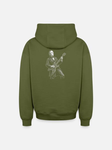 John Tyler Guitar - Oversized Heavyweight Unisex Zip Hoodie - khaki