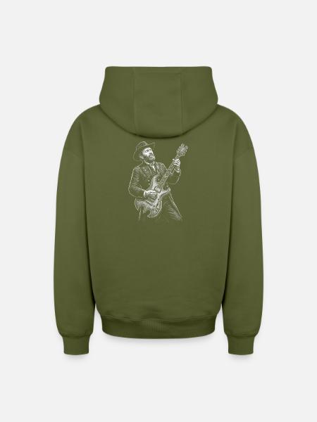 Ulysses S Grant Guitar - Oversized Heavyweight Unisex Zip Hoodie - khaki