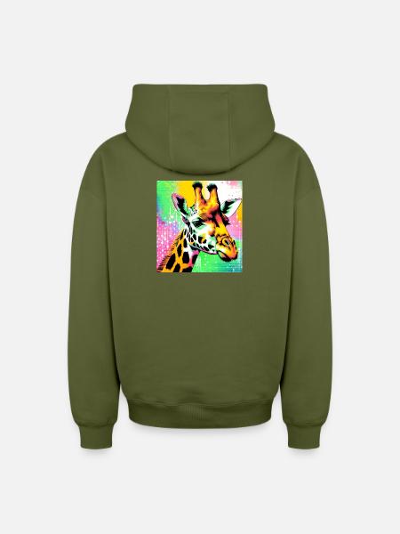 giraffe - Oversized Heavyweight Unisex Zip Hoodie - khaki