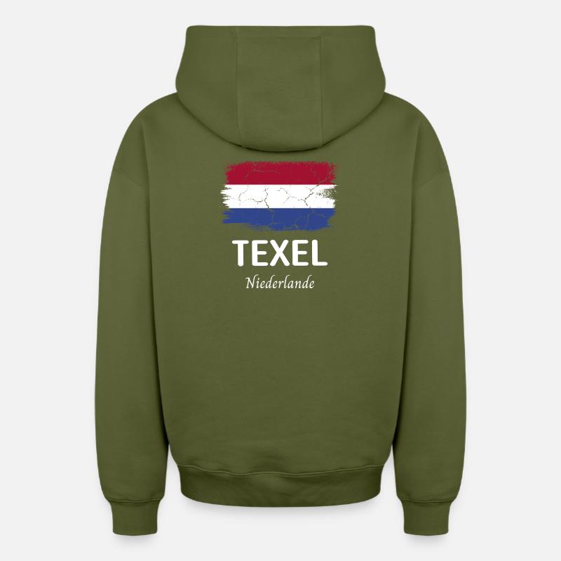 Texel - Sweat à capuche unisexe zippé oversize épais SPREAD - kaki