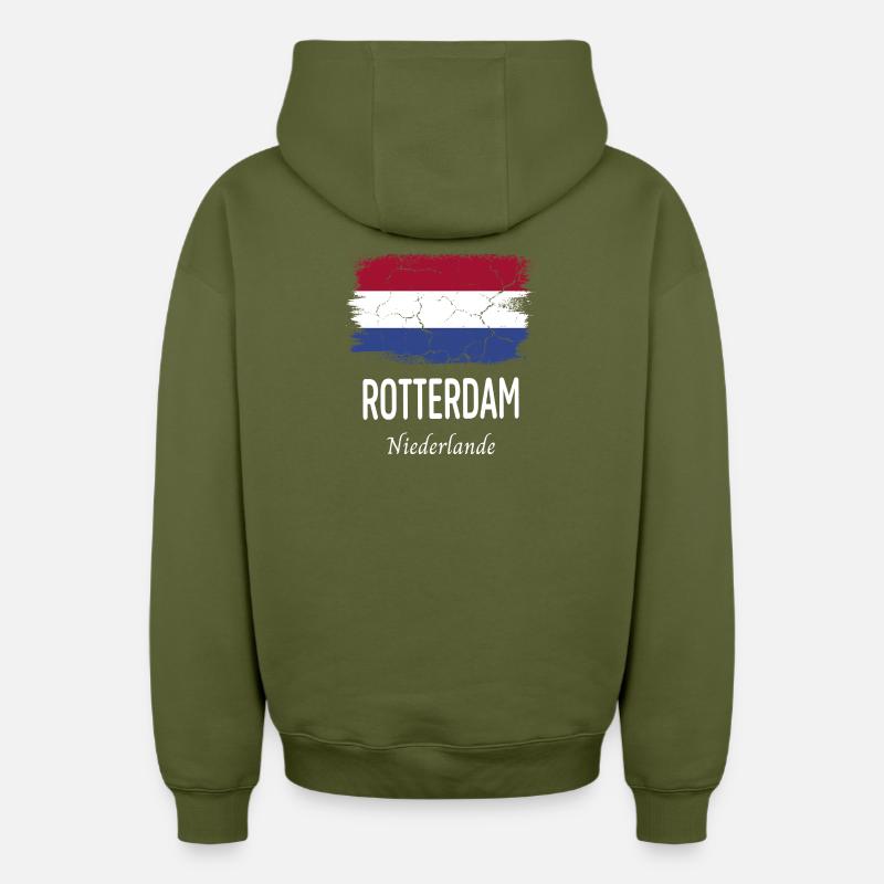 Rotterdam - Sweat à capuche unisexe zippé oversize épais SPREAD - kaki