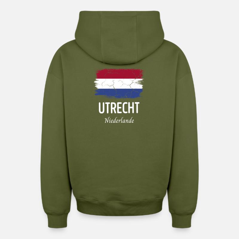 Utrecht - Sweat à capuche unisexe zippé oversize épais SPREAD - kaki