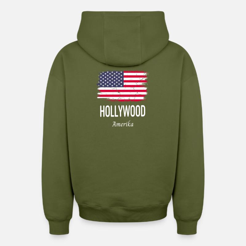 Hollywoodien - Sweat à capuche unisexe zippé oversize épais SPREAD - kaki