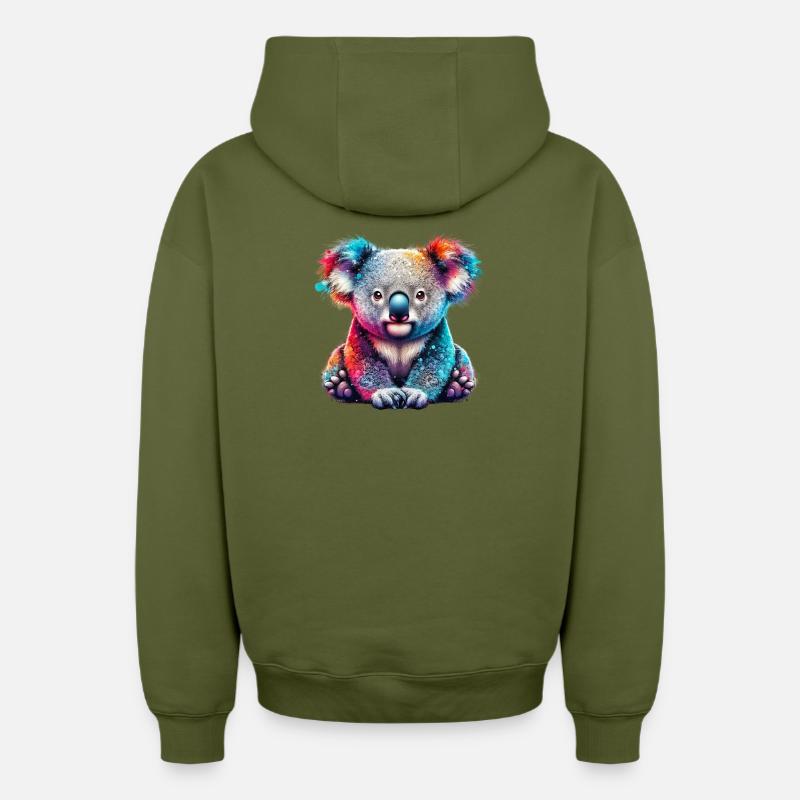 Koala - Oversized Heavyweight Unisex Zip Hoodie - Khaki