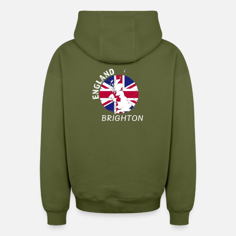 Brighton - Sweat à capuche unisexe zippé oversize épais SPREAD - kaki
