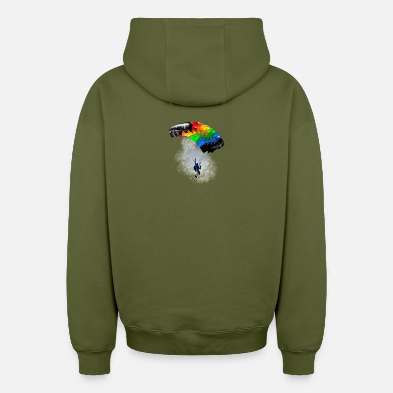 parachute - Sweat à capuche unisexe zippé oversize épais SPREAD - kaki