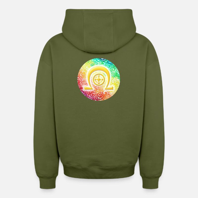 Regenbogen-Dimensionssymbol Heilung - Sonja Ariel - Oversized Heavyweight Unisex Zip Hoodie - Khaki