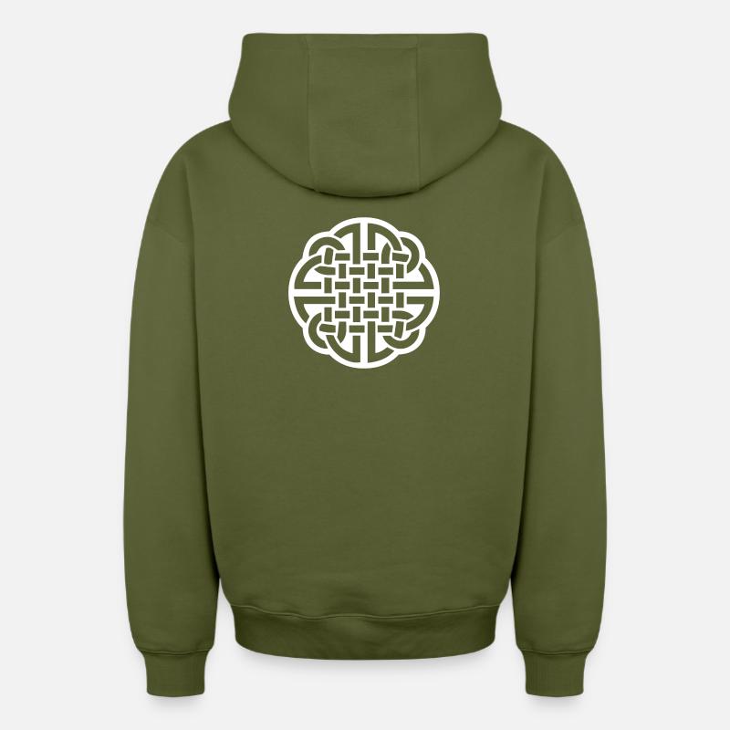 Celtic Knot - Oversized Heavyweight Unisex Zip Hoodie - Khaki