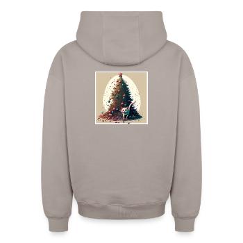 Frohe Weihnachten - Oversized Heavyweight Unisex Zip Hoodie - Taupe - Hinten - AI Model Male 178 light (178cm)