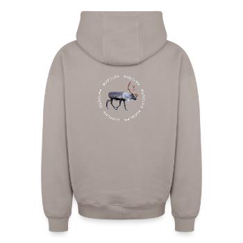 Rudolph - Oversized Heavyweight Unisex Zip Hoodie - taupe - Back - AI Model Male 178 light (178cm)