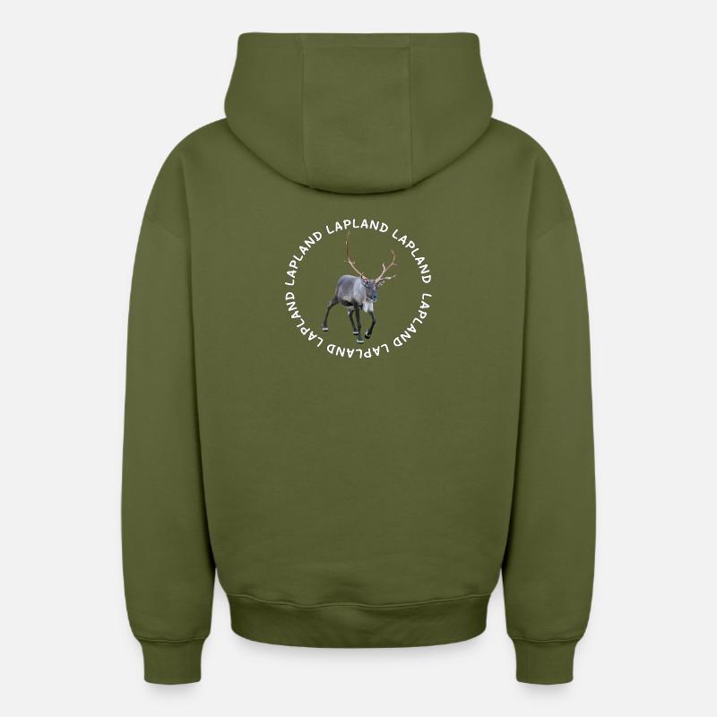 LAPONIE - Sweat à capuche unisexe zippé oversize épais SPREAD - kaki