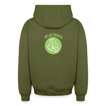 Der letzte Dino - Oversized Heavyweight Unisex Zip Hoodie - Khaki - Hinten - AI Model Male 185 dark (185cm)