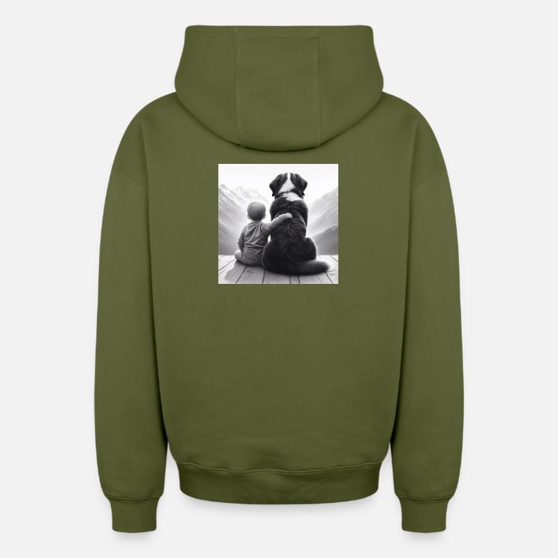 Bouvier bernois - Sweat à capuche unisexe zippé oversize épais SPREAD - kaki