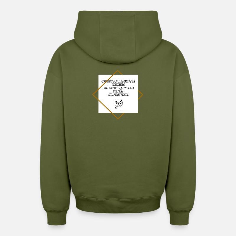 Mauvaise humeur - Sweat à capuche unisexe zippé oversize épais SPREAD - kaki