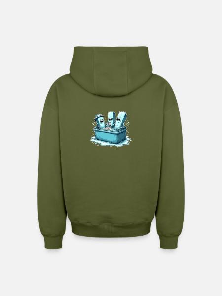 Icecube Lolly Pool Party Design - Oversized Heavyweight Unisex Zip Hoodie - khaki