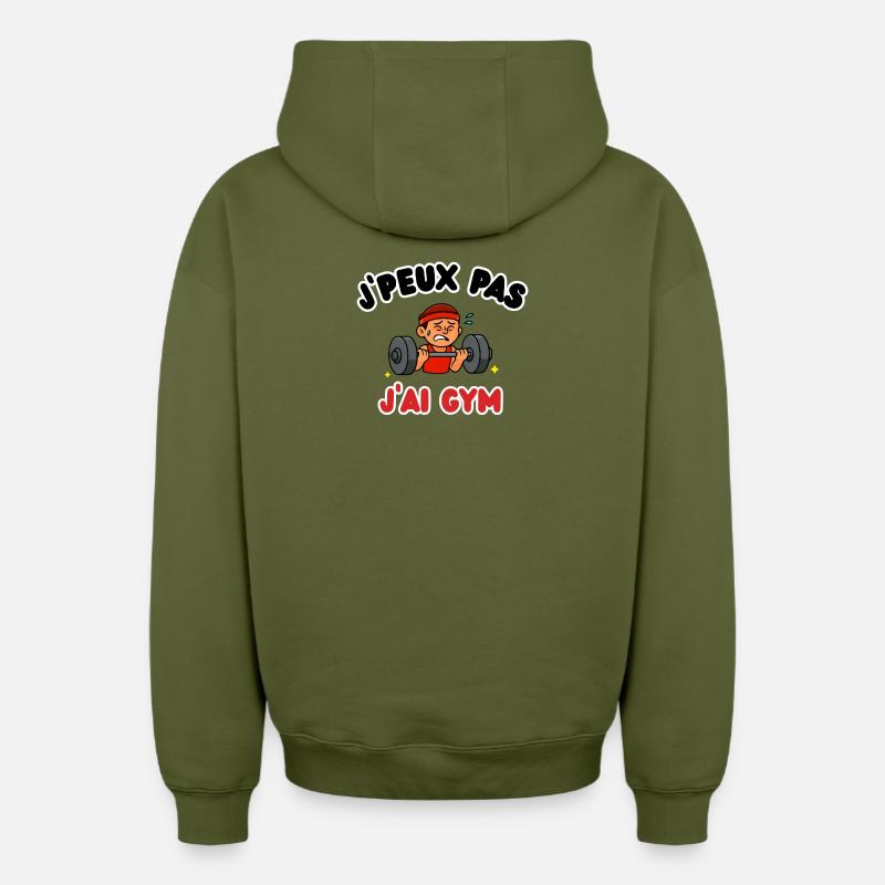 J'peux pas j'ai gym - Sweat à capuche unisexe zippé oversize épais SPREAD - kaki