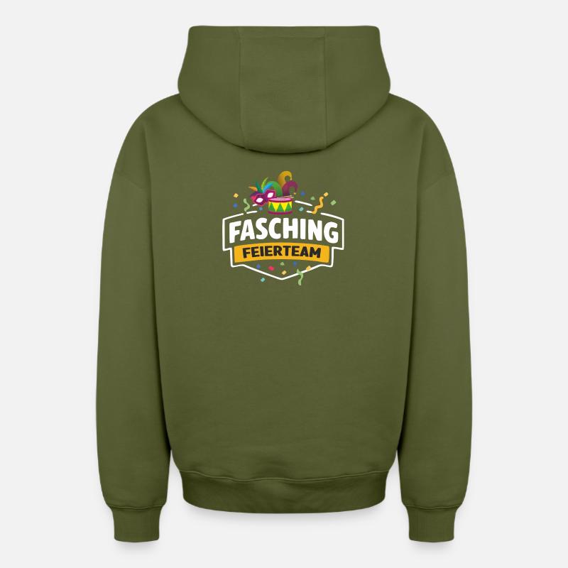 Fasching Feierteam Masken & Trommel - Oversized Heavyweight Unisex Zip Hoodie - Khaki