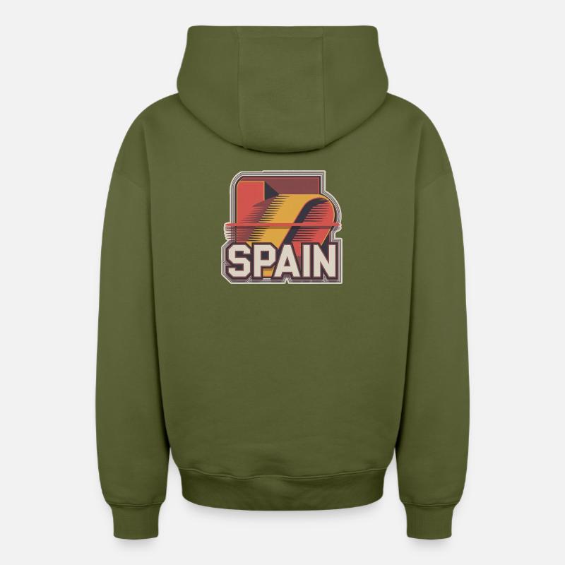Espagne - Sweat à capuche unisexe zippé oversize épais SPREAD - kaki