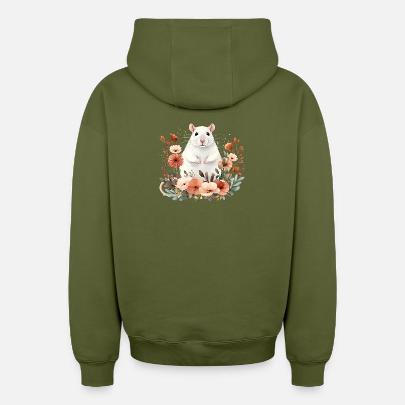 Rat - Sweat à capuche unisexe zippé oversize épais SPREAD - kaki