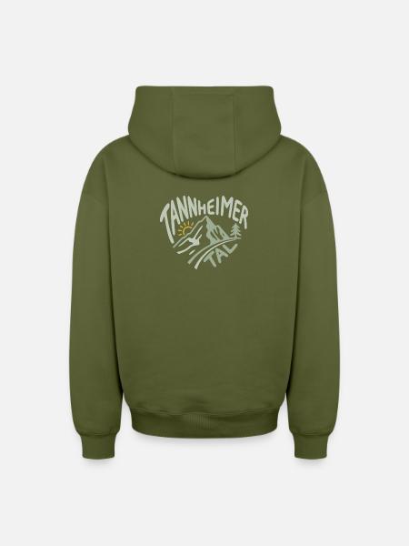 Tannheimer Tal Alps Heart Panorama - Oversized Heavyweight Unisex Zip Hoodie - khaki