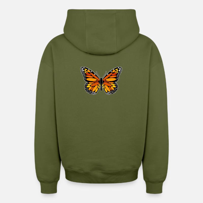 Papillon monarque - Sweat à capuche unisexe zippé oversize épais SPREAD - kaki