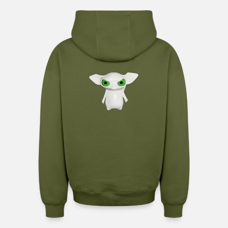 Extraterrestre blanc aux yeux brillants - Sweat à capuche unisexe zippé oversize épais SPREAD - kaki