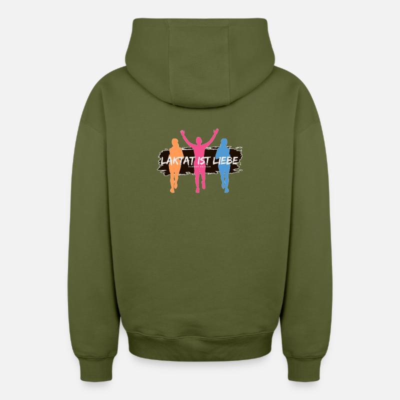 Lactate, c’est l’amour – Édition Runner - Sweat à capuche unisexe zippé oversize épais SPREAD - kaki