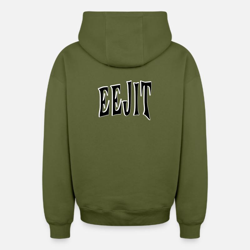 EEJIT – Style d’argot irlandais - Sweat à capuche unisexe zippé oversize épais SPREAD - kaki