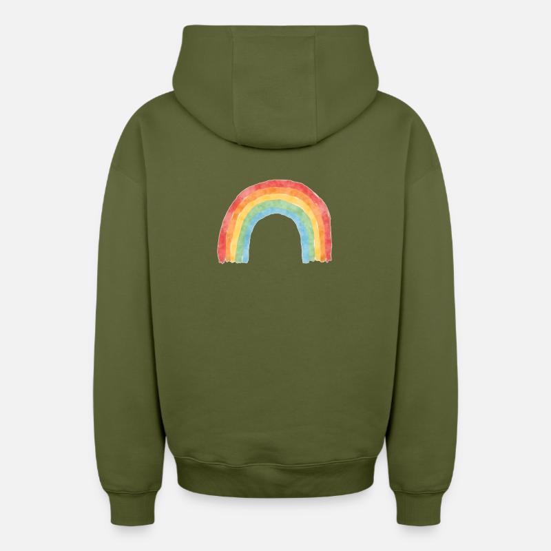 Arc-en-ciel - Sweat à capuche unisexe zippé oversize épais SPREAD - kaki