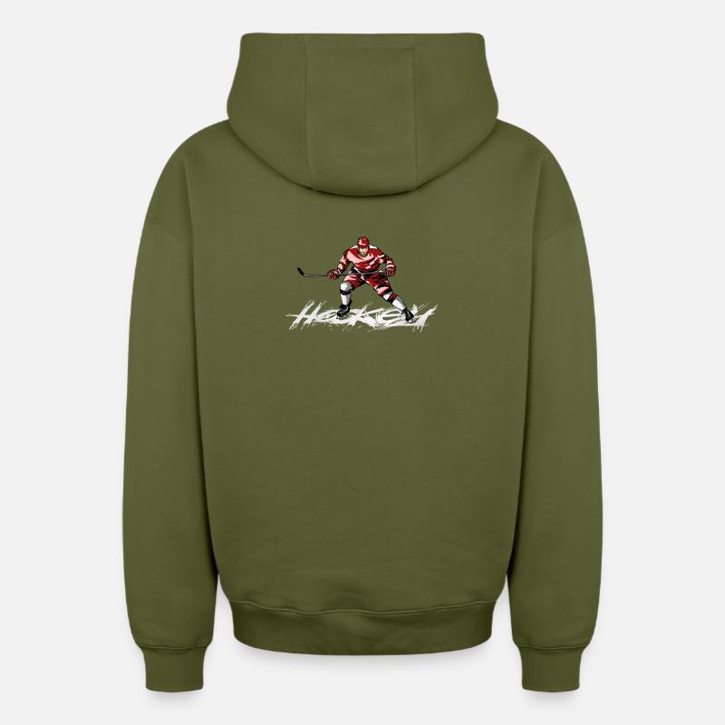 hockey - Sweat à capuche unisexe zippé oversize épais SPREAD - kaki