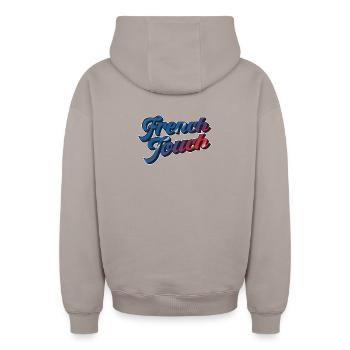 French Touch - Oversized Heavyweight Unisex Zip Hoodie - taupe - Back - AI Model Male 178 light (178cm)